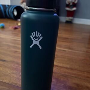 Hydro Flask blue green Water Bottle with Silver Cap